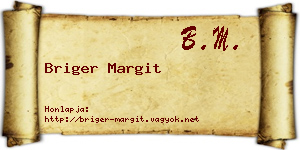 Briger Margit névjegykártya